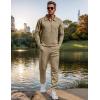 image:imageUOUA Mens 2 Piece Set Casual Outfits Polo Long Sleeve Shirt amp Pants Tracksuit Loungewear Athletic Jogger SweatsuitKhaki