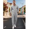 image:imageUOUA Mens 2 Piece Set Casual Outfits Polo Long Sleeve Shirt amp Pants Tracksuit Loungewear Athletic Jogger SweatsuitLight Grey