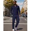 image:imageUOUA Mens 2 Piece Set Casual Outfits Polo Long Sleeve Shirt amp Pants Tracksuit Loungewear Athletic Jogger SweatsuitNavy Blue