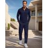 image:imageUOUA Mens 2 Piece Set Casual Outfits Polo Long Sleeve Shirt amp Pants Tracksuit Loungewear Athletic Jogger SweatsuitNavy Blue
