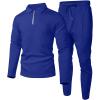image:imageUOUA Mens 2 Piece Set Casual Outfits Polo Long Sleeve Shirt amp Pants Tracksuit Loungewear Athletic Jogger SweatsuitRoyal Blue