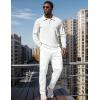 image:imageUOUA Mens 2 Piece Set Casual Outfits Polo Long Sleeve Shirt amp Pants Tracksuit Loungewear Athletic Jogger SweatsuitWhite