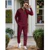 image:imageUOUA Mens 2 Piece Set Casual Outfits Polo Long Sleeve Shirt amp Pants Tracksuit Loungewear Athletic Jogger SweatsuitWine