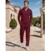 image:imageUOUA Mens 2 Piece Set Casual Outfits Polo Long Sleeve Shirt amp Pants Tracksuit Loungewear Athletic Jogger SweatsuitWine