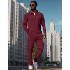 image:imageUOUA Mens 2 Piece Set Casual Outfits Polo Long Sleeve Shirt amp Pants Tracksuit Loungewear Athletic Jogger SweatsuitWine