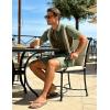 image:imageUOUA Mens Summer Track Suits 2 Piece Shorts Sets Short Sleeve Sweatsuit Outfits 14 Zip Golf Polo Splicing Striped ShirtsArmy Green Stripe Ltgreen
