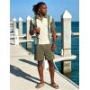 image:imageUOUA Mens Summer Track Suits 2 Piece Shorts Sets Short Sleeve Sweatsuit Outfits 14 Zip Golf Polo Splicing Striped ShirtsBeige Stripe Army Green