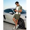 image:imageUOUA Mens Summer Track Suits 2 Piece Shorts Sets Short Sleeve Sweatsuit Outfits 14 Zip Golf Polo Splicing Striped ShirtsBeige Stripe Army Green