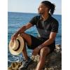 image:imageUOUA Mens Summer Track Suits 2 Piece Shorts Sets Short Sleeve Sweatsuit Outfits 14 Zip Golf Polo Splicing Striped ShirtsBlack Darkgrey