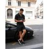 image:imageUOUA Mens Summer Track Suits 2 Piece Shorts Sets Short Sleeve Sweatsuit Outfits 14 Zip Golf Polo Splicing Striped ShirtsBlack Darkgrey