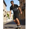 image:imageUOUA Mens Summer Track Suits 2 Piece Shorts Sets Short Sleeve Sweatsuit Outfits 14 Zip Golf Polo Splicing Striped ShirtsBlack Darkgrey