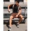 image:imageUOUA Mens Summer Track Suits 2 Piece Shorts Sets Short Sleeve Sweatsuit Outfits 14 Zip Golf Polo Splicing Striped ShirtsBlack Stripe Brown