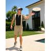 image:imageUOUA Mens Summer Track Suits 2 Piece Shorts Sets Short Sleeve Sweatsuit Outfits 14 Zip Golf Polo Splicing Striped ShirtsBlack Stripe Khaki