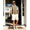 image:imageUOUA Mens Summer Track Suits 2 Piece Shorts Sets Short Sleeve Sweatsuit Outfits 14 Zip Golf Polo Splicing Striped ShirtsKhaki Stripe Beige