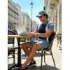 image:imageUOUA Mens Summer Track Suits 2 Piece Shorts Sets Short Sleeve Sweatsuit Outfits 14 Zip Golf Polo Splicing Striped ShirtsNavy Stripe Denim Blue