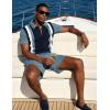 image:imageUOUA Mens Summer Track Suits 2 Piece Shorts Sets Short Sleeve Sweatsuit Outfits 14 Zip Golf Polo Splicing Striped ShirtsNavy Stripe Denim Blue