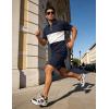 image:imageUOUA Mens Summer Track Suits 2 Piece Shorts Sets Short Sleeve Sweatsuit Outfits 14 Zip Golf Polo Splicing Striped ShirtsNavy White