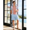 image:imageUOUA Mens Summer Track Suits 2 Piece Shorts Sets Short Sleeve Sweatsuit Outfits 14 Zip Golf Polo Splicing Striped ShirtsPink Stripe Ltblue