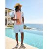 image:imageUOUA Mens Summer Track Suits 2 Piece Shorts Sets Short Sleeve Sweatsuit Outfits 14 Zip Golf Polo Splicing Striped ShirtsPink Stripe Ltblue