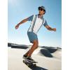 image:imageUOUA Mens Summer Track Suits 2 Piece Shorts Sets Short Sleeve Sweatsuit Outfits 14 Zip Golf Polo Splicing Striped ShirtsWhite Stripe Denim Blue