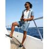 image:imageUOUA Mens Summer Track Suits 2 Piece Shorts Sets Short Sleeve Sweatsuit Outfits 14 Zip Golf Polo Splicing Striped ShirtsWhite Stripe Denim Blue