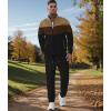 image:imageUOUA Mens Tracksuits Set Full Zip Jacket amp Sweatpants 2 Piece Athletic Jogging Suits Casual Sports Color Block OutfitKhaki