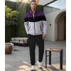 image:imageUOUA Mens Tracksuits Set Full Zip Jacket amp Sweatpants 2 Piece Athletic Jogging Suits Casual Sports Color Block OutfitPurple