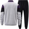 image:imageUOUA Mens Tracksuits Set Full Zip Jacket amp Sweatpants 2 Piece Athletic Jogging Suits Casual Sports Color Block OutfitPurple