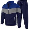 image:imageUOUA Mens Tracksuits Set Full Zip Jacket amp Sweatpants 2 Piece Athletic Jogging Suits Casual Sports Color Block OutfitBlue