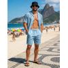 image:imageUOUA 2 Piece Short Sets for Men Summer Beach Outfits Stripe Texture Button Down Shirts amp Shorts Casual Vacation SetLightblue