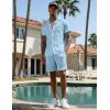 image:imageUOUA 2 Piece Short Sets for Men Summer Beach Outfits Stripe Texture Button Down Shirts amp Shorts Casual Vacation SetLightblue