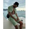 image:imageUOUA 2 Piece Short Sets for Men Summer Beach Outfits Stripe Texture Button Down Shirts amp Shorts Casual Vacation SetLightgreen