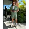 image:imageUOUA 2 Piece Short Sets for Men Summer Beach Outfits Stripe Texture Button Down Shirts amp Shorts Casual Vacation SetLightgreen