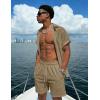 image:imageUOUA 2 Piece Short Sets for Men Summer Beach Outfits Stripe Texture Button Down Shirts amp Shorts Casual Vacation SetLightkhaki