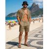 image:imageUOUA 2 Piece Short Sets for Men Summer Beach Outfits Stripe Texture Button Down Shirts amp Shorts Casual Vacation SetLightkhaki