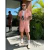 image:imageUOUA 2 Piece Short Sets for Men Summer Beach Outfits Stripe Texture Button Down Shirts amp Shorts Casual Vacation SetLightpink