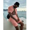 image:imageUOUA 2 Piece Short Sets for Men Summer Beach Outfits Stripe Texture Button Down Shirts amp Shorts Casual Vacation SetLightpink