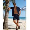 image:imageUOUA 2 Piece Short Sets for Men Summer Beach Outfits Stripe Texture Button Down Shirts amp Shorts Casual Vacation SetNavyblue