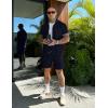 image:imageUOUA 2 Piece Short Sets for Men Summer Beach Outfits Stripe Texture Button Down Shirts amp Shorts Casual Vacation SetNavyblue
