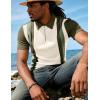 image:imageUOUA Mens 14 Zip Polo Shirts Summer Short Sleeve Sweatshirts Vintage Striped Texture Tops Casual Golf TeeBeige Stripe Olive