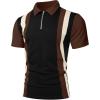 image:imageUOUA Mens 14 Zip Polo Shirts Summer Short Sleeve Sweatshirts Vintage Striped Texture Tops Casual Golf TeeBlack Stripe Brown