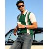 image:imageUOUA Mens 14 Zip Polo Shirts Summer Short Sleeve Sweatshirts Vintage Striped Texture Tops Casual Golf TeeGreen Stripe Beige