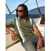 image:imageUOUA Mens 14 Zip Polo Shirts Summer Short Sleeve Sweatshirts Vintage Striped Texture Tops Casual Golf TeeOlive Stripe Ltgreen