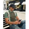 image:imageUOUA Mens 14 Zip Polo Shirts Summer Short Sleeve Sweatshirts Vintage Striped Texture Tops Casual Golf TeeOlive Stripe Ltgreen