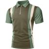 image:imageUOUA Mens 14 Zip Polo Shirts Summer Short Sleeve Sweatshirts Vintage Striped Texture Tops Casual Golf TeeOlive Stripe Ltgreen