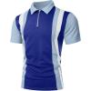 image:imageUOUA Mens 14 Zip Polo Shirts Summer Short Sleeve Sweatshirts Vintage Striped Texture Tops Casual Golf TeeRoyal Stripe Light Blue