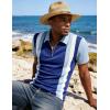 image:imageUOUA Mens 14 Zip Polo Shirts Summer Short Sleeve Sweatshirts Vintage Striped Texture Tops Casual Golf TeeRoyal Stripe Light Blue