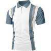 image:imageUOUA Mens 14 Zip Polo Shirts Summer Short Sleeve Sweatshirts Vintage Striped Texture Tops Casual Golf TeeWhite Stripe Denim Blue