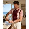 image:imageUOUA Mens 14 Zip Polo Shirts Summer Short Sleeve Sweatshirts Vintage Striped Texture Tops Casual Golf TeeWine Stripe Pink