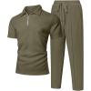 image:imageUOUA Mens Sweat Suits Set Tracksuit 2 Piece Outfits Short Sleeve Casual Sweatshirt amp Loose Jogging PantsArmy Green